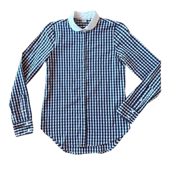 Twik by Simons Top Size XS Button Down Black Gingham Peter Pan White Collar - Picture 1 of 13